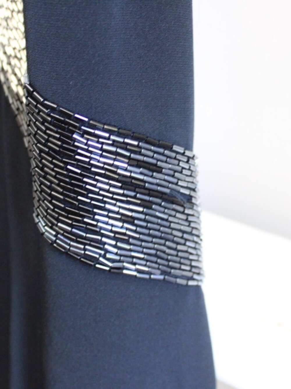 Niteline VTG Y2K Black Silver Beaded Halter Neckline Maxi Formal Dress Size 8 - Picture 7 of 9